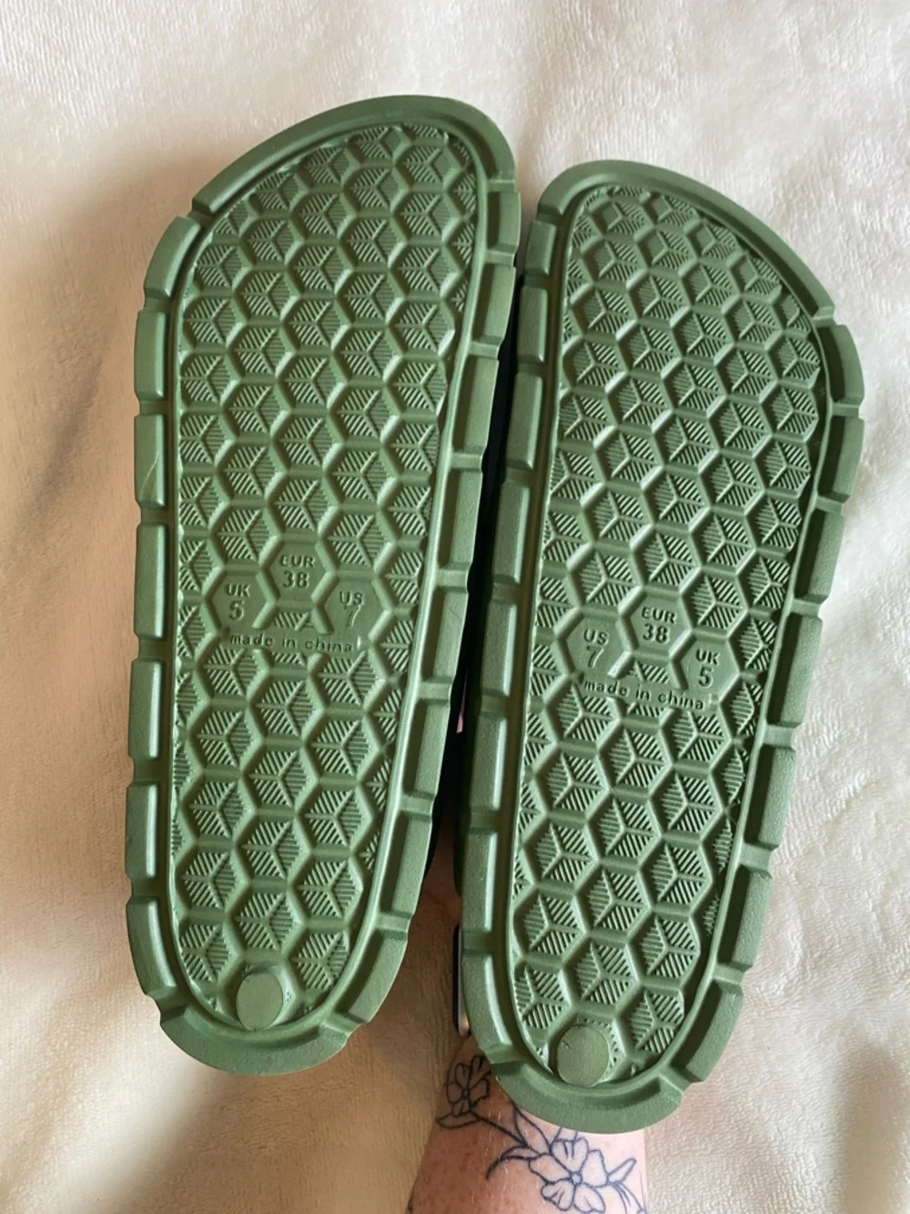 Women’s Double-Buckle Slide Sandals in Green - Picture 2 of 2
